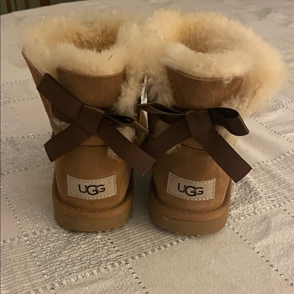 UGG Tan Shearling Boots with Bows